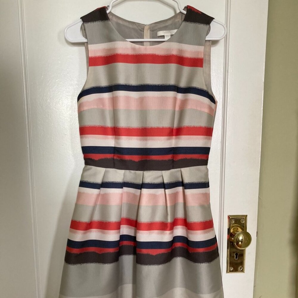 Pink/grey striped BOSS cocktail dress